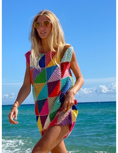 MULTICOLOR DIAGONALES SHORT DRESS NO SLEEVES des créatures d'habitude